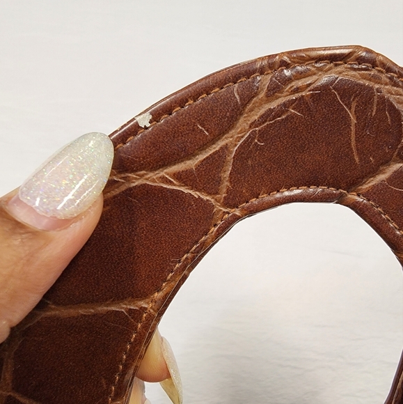 Women's Metallic Copper Brown Mixed Material Ethnic Ornate Sturdy Hand Purse Bag - Picture 7 of 16